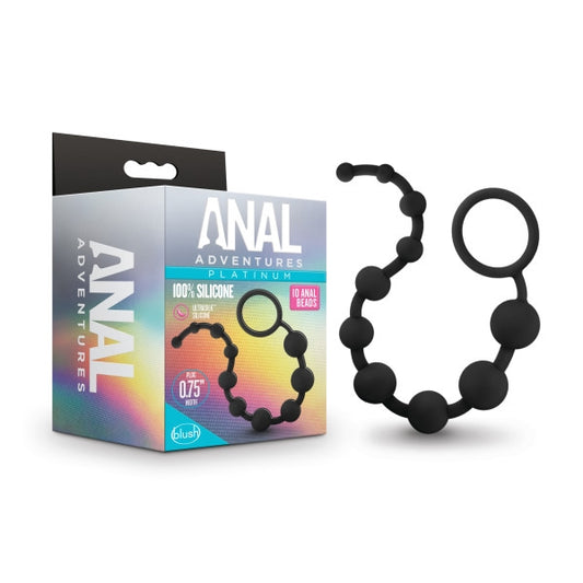 Blush - Platinum - Silicone 10 Anal Beads - Black