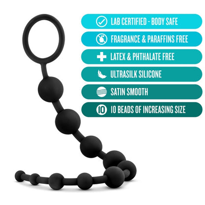 Blush - Platinum - Silicone 10 Anal Beads - Black