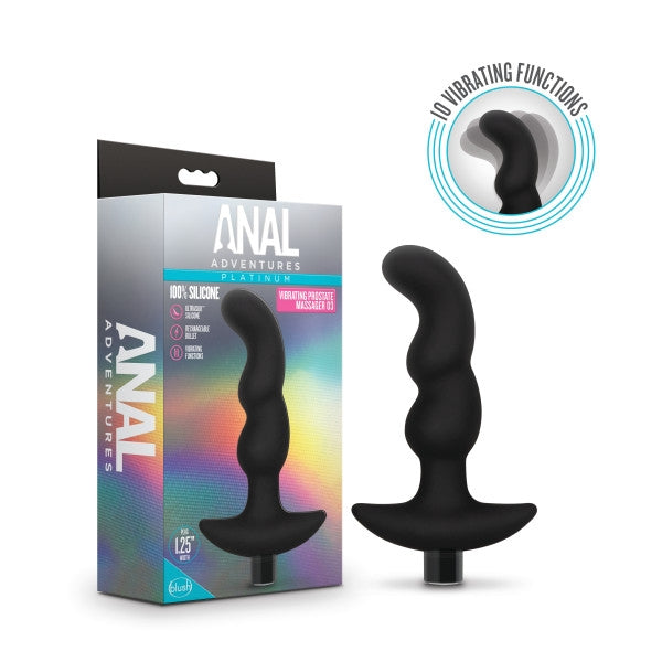 Blush - Platinum - Silicone Vibrating Prostate Massager 03 - Black