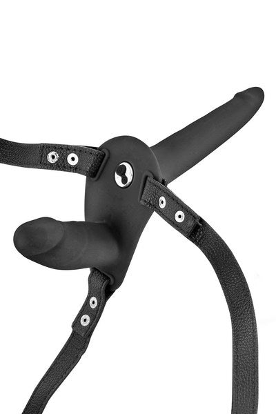 FT Vibrating Strap-On with Double Dildo Black