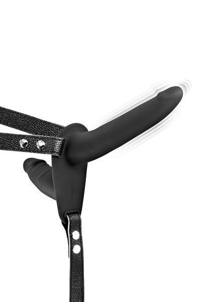 FT Vibrating Strap-On with Double Dildo Black