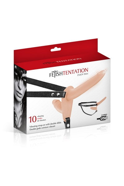FT Vibrating Strap-On with Double Dildo Flesh