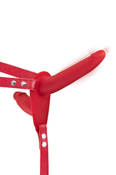FT Vibrating Strap-On with Double Dildo Red