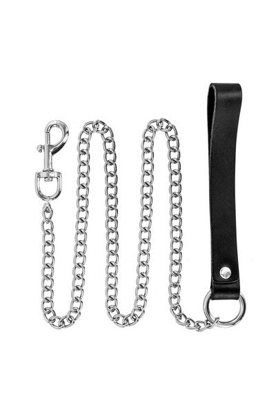 Fetish Tentation FT Premium Metal Leash w Leather Handle 115cm