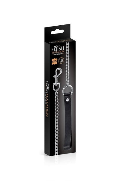 FT Premium Metal Leash w Leather Handle 115cm