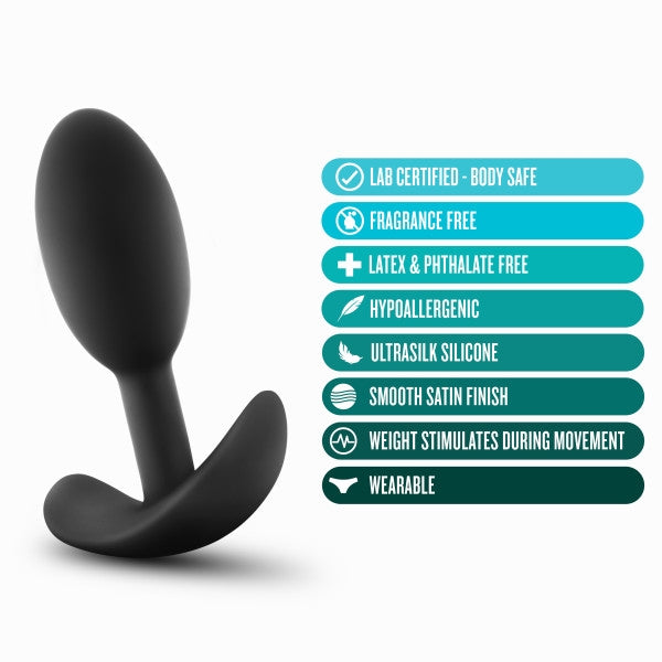 Blush - Anal Adventures Platinum - Silicone Vibra Slim Plug - Small - Black