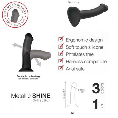 StrapOnMe Mono Density Dildo Metallic Duck Blue Size M Shine (MSRP CAD$89.99)