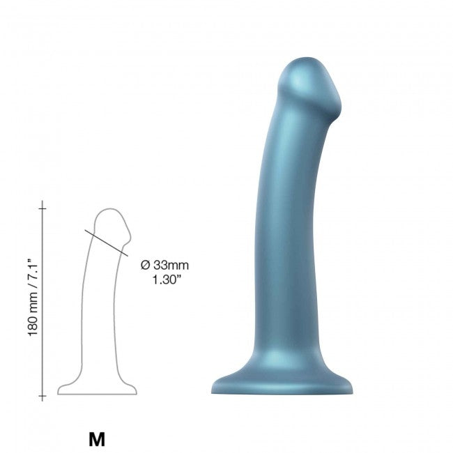 StrapOnMe Mono Density Dildo Metallic Duck Blue Size M Shine (MSRP CAD$89.99)