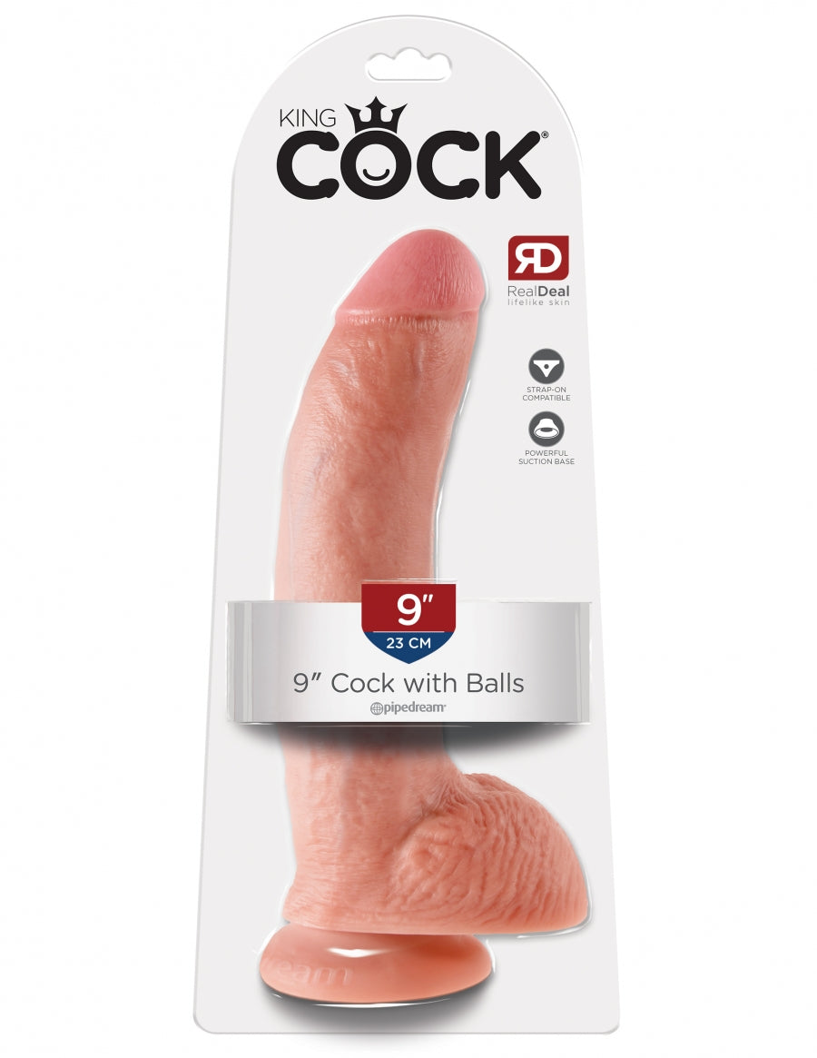 King Cock 9" Cock w Balls Light