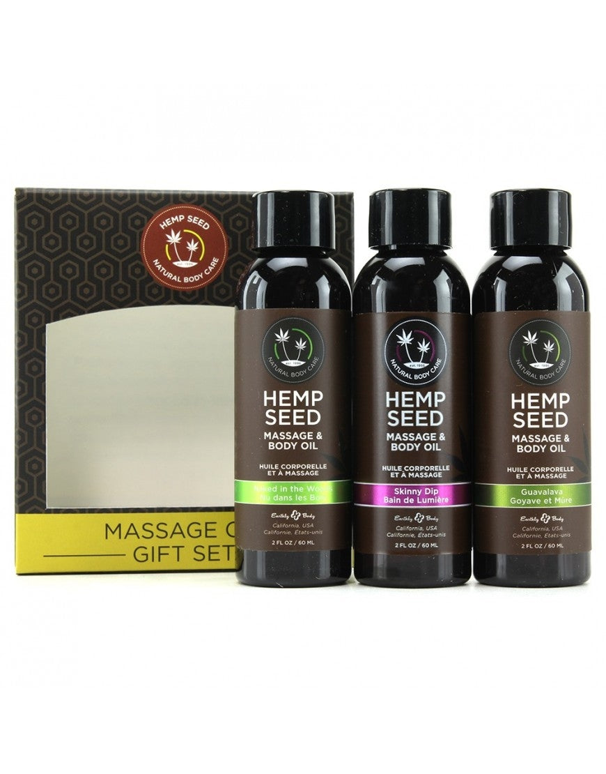 Massage Oil Gift Set of Three(3) 2oz. (Naked in the Wood, Skinny Dip, Guavalava)