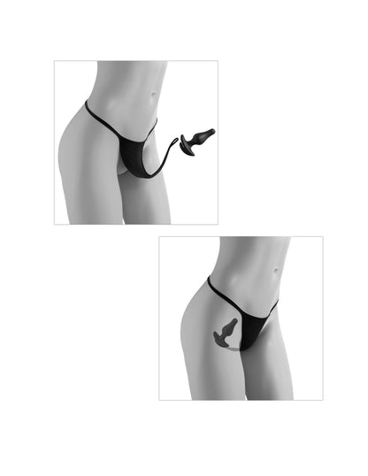 Hookup Panties Crotchless Pleasure Pearls- Fits Size S-L Black