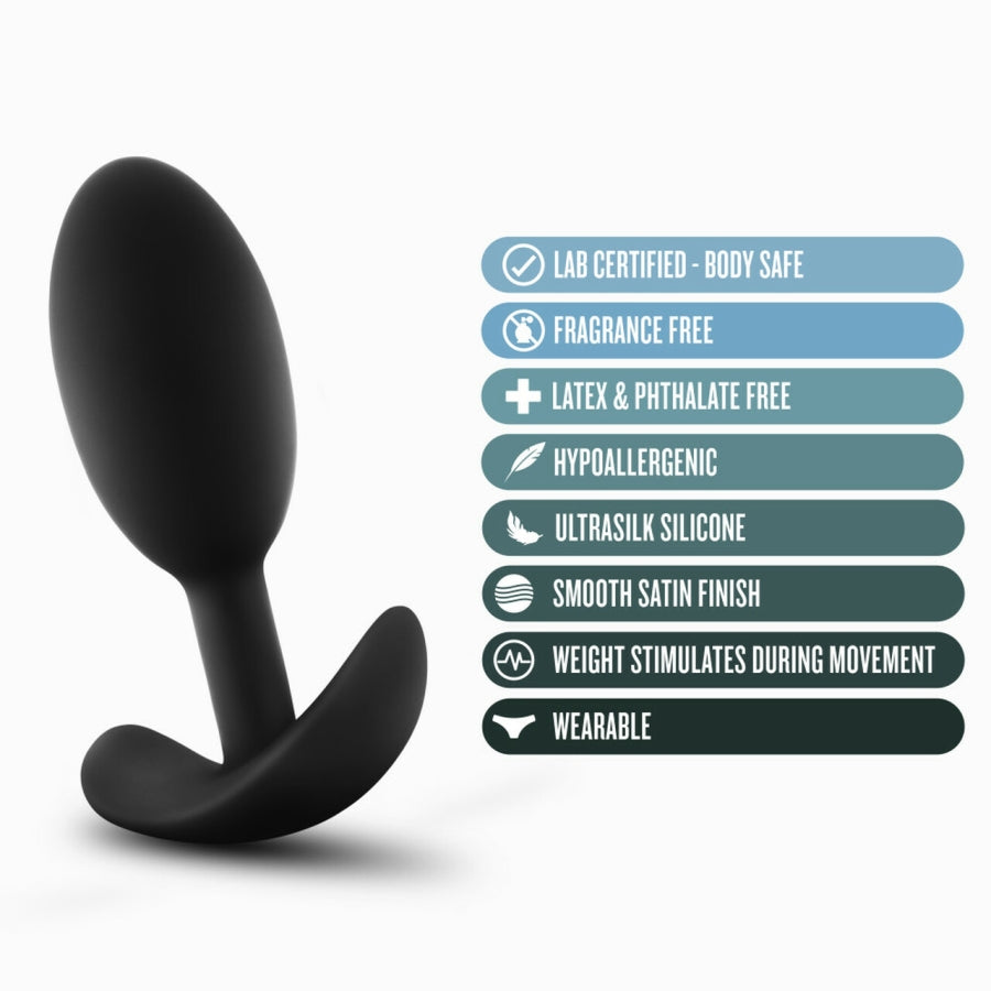 Blush - Anal Adventures Platinum - Silicone Vibra Slim Plug - Medium - Black