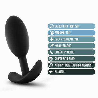 Blush - Anal Adventures Platinum - Silicone Vibra Slim Plug - Medium - Black