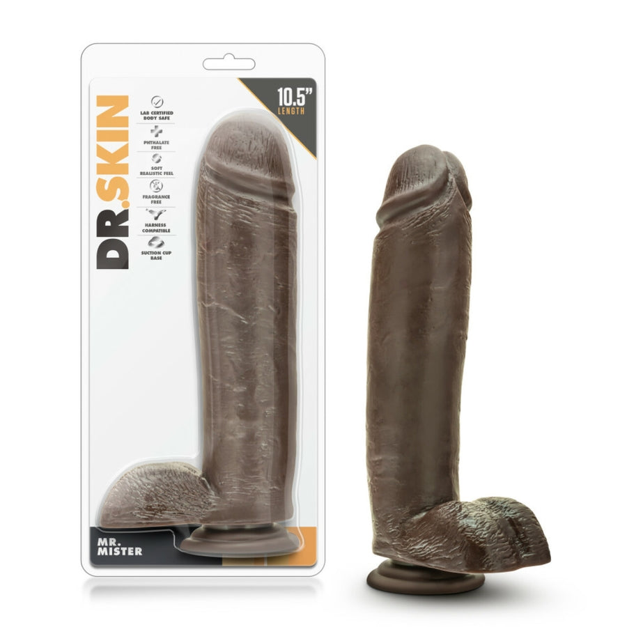 Blush - Dr. Skin - Mr. Mister 10.5" Dildo with Suction - Chocolate