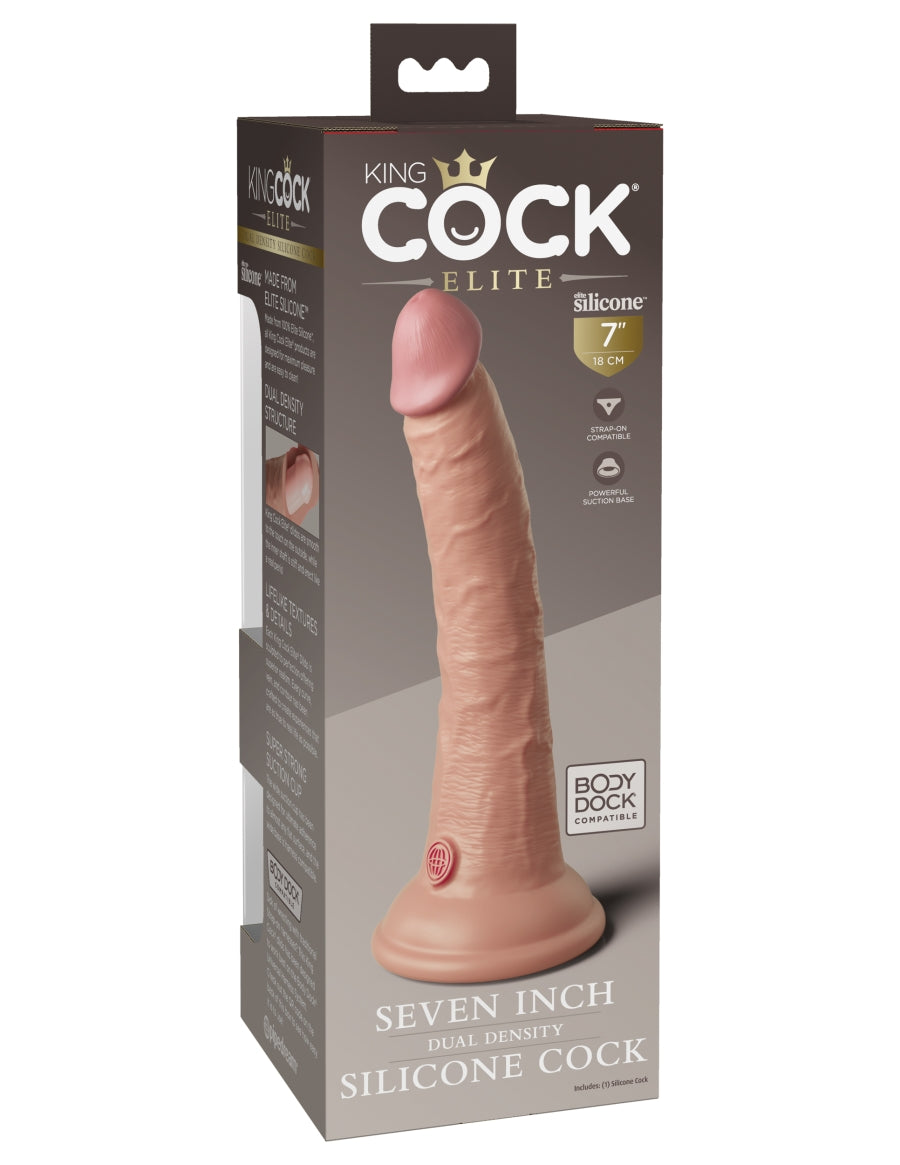 King Cock Elite 7" Dual Density Silicone Cock - Light