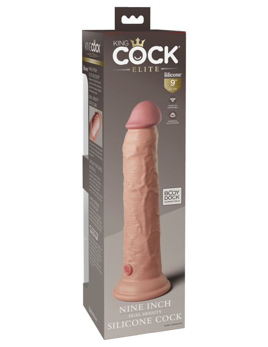 King Cock Elite 9" Dual Density Silicone Cock - Light