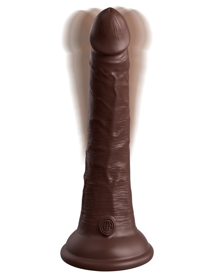 King Cock Elite 7" Dual Density Vibrating Silicone Cock with Remote - Brown