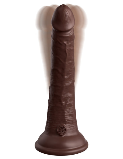 King Cock Elite 7" Dual Density Vibrating Silicone Cock with Remote - Brown