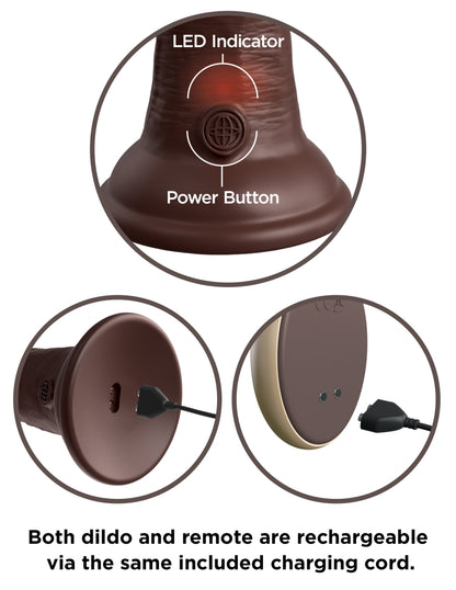 King Cock Elite 7" Dual Density Vibrating Silicone Cock with Remote - Brown