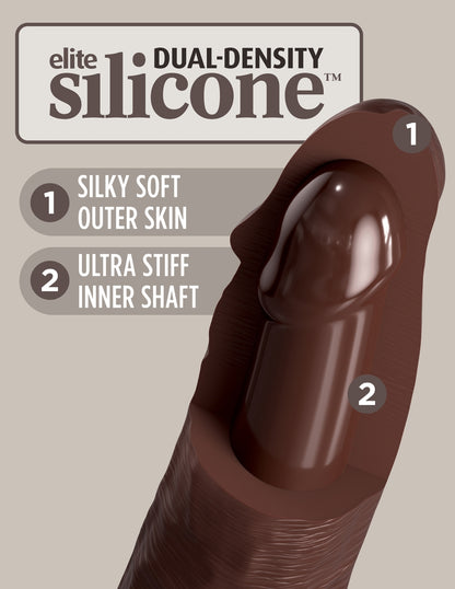 King Cock Elite 7" Dual Density Vibrating Silicone Cock with Remote - Brown