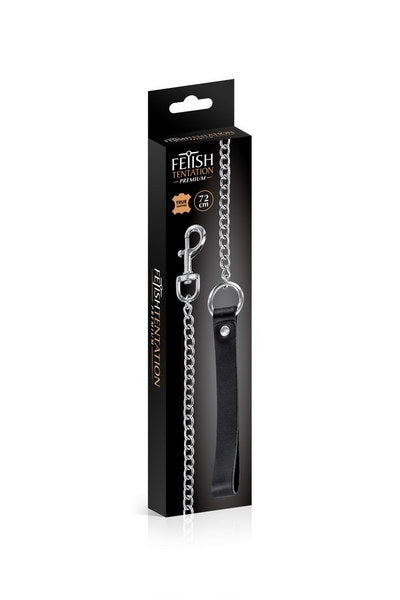 FT Premium Metal Leash w Leather Handle 72cm