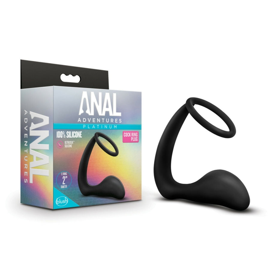 Blush - Anal Adventures Platinum - Cock Ring Plug - Black