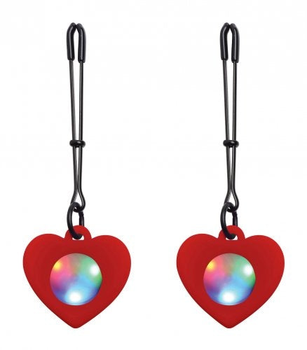 Charmed Silicone Light Up Heart Tweezer Nipple Clamps