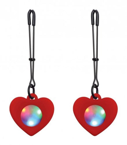 Charmed Silicone Light Up Heart Tweezer Nipple Clamps