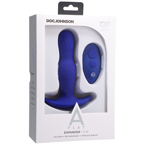 A-Play - EXPANDER - Rechargeable Silicone Anal Plug with Remote - Royal Blue