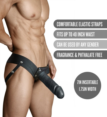 Blush - Dr. Skin 7" Hollow Strap On - Black
