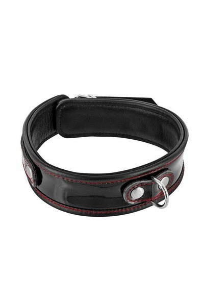 FT Premium Leather Collar Black & Red