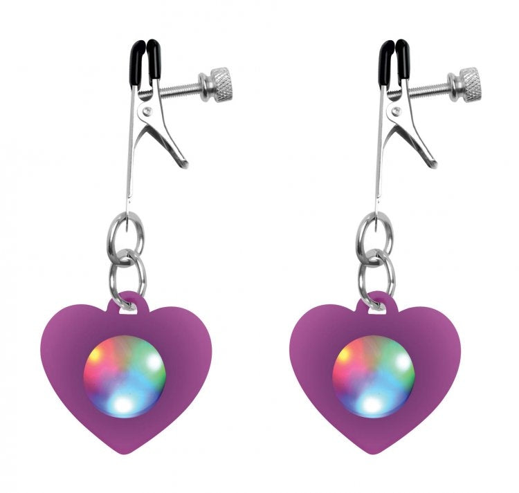 Charmed Silicone Light Up Heart Nipple Clamps