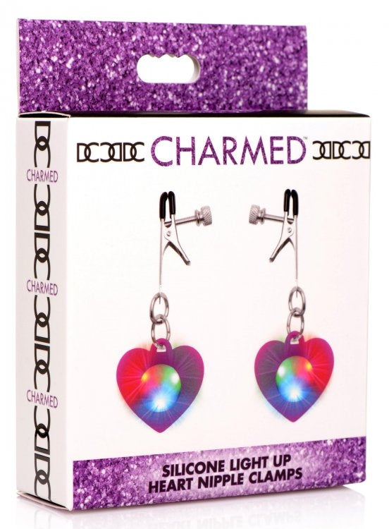 Charmed Silicone Light Up Heart Nipple Clamps