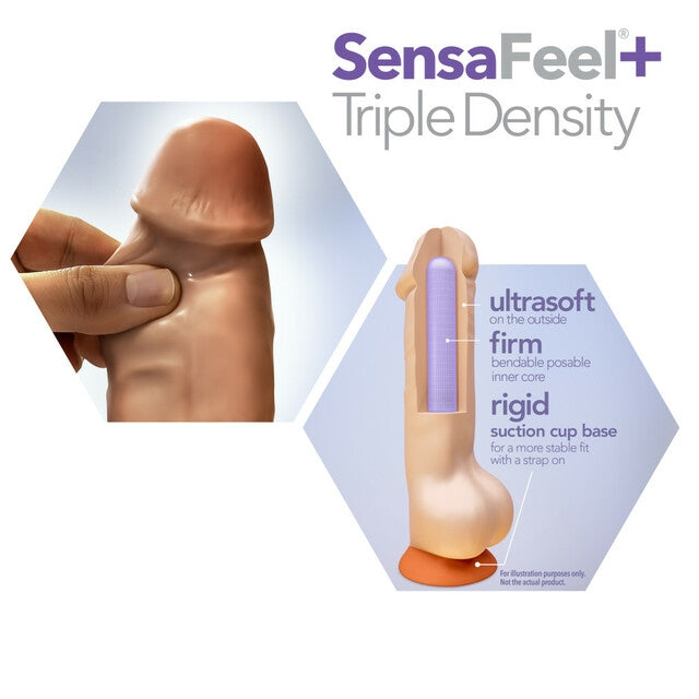 Blush - Dr. Skin Plus - 7 Inch Girthy Posable Dildo With Balls - Mocha