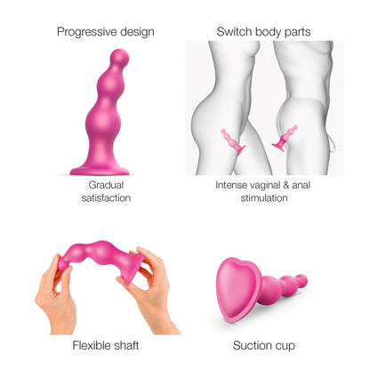 StrapOnMe Dildo Plug Beads Metallic Raspberry Pink L (MSRP CAD$79.49)