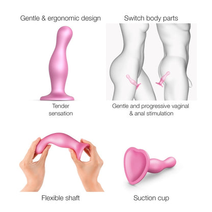 StrapOnMe Dildo Plug Curvy Metallic Sugar Pink L (MSRP CAD$79.49)