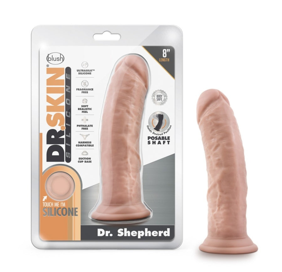 Blush - Dr. Skin Silicone - Dr. Shepherd - 8 Inch Dildo with Suction Cup - Vanilla