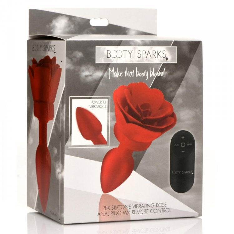 Booty Sparks 28X Silicone Vibrating Rose Anal Plug w/ Remote - Small