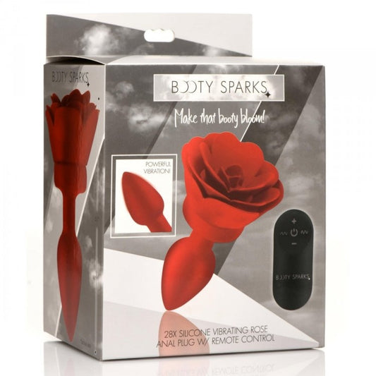 Booty Sparks 28X Silicone Vibrating Rose Anal Plug w/ Remote - Small