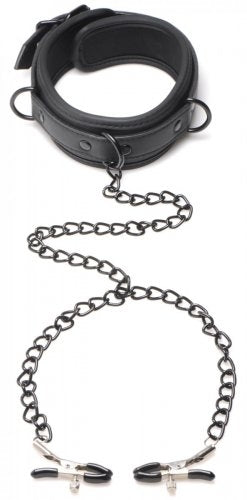 Master Series Collared Temptress Collar with Nipple Clamps