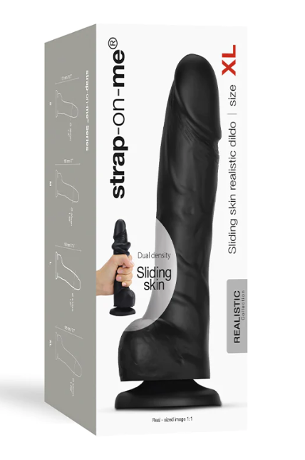 StrapOnMe Sliding Skin Realistic Dildo Black L (MSRP CAD$119.99)