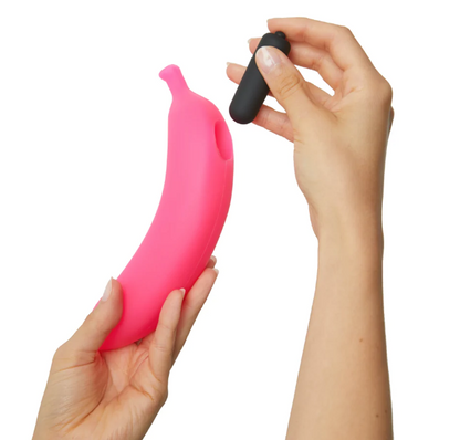 LoveToLove Oh Oui Banana Dildo In Banana Bag - Danger Pink (MSRP CAD$74.99)