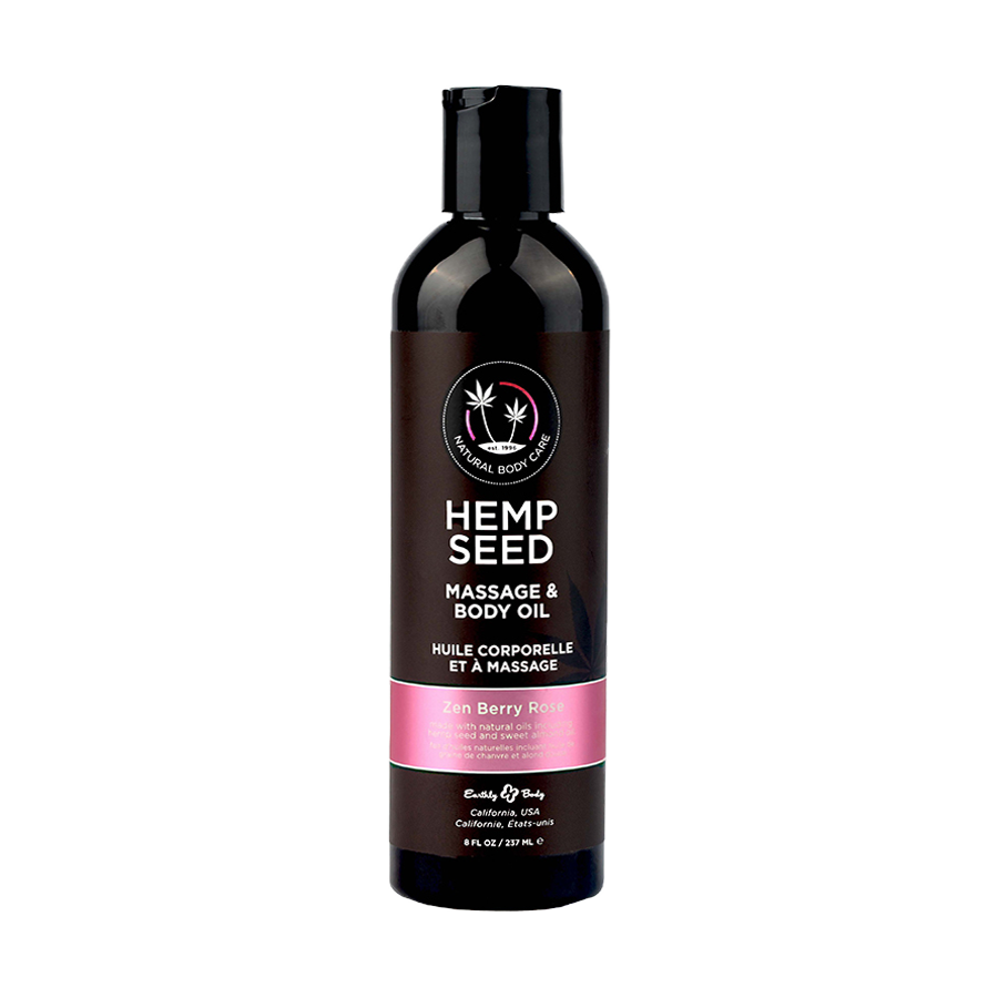 Hemp Seed Massage & Body Oil 8oz. Zen Berry Rose
