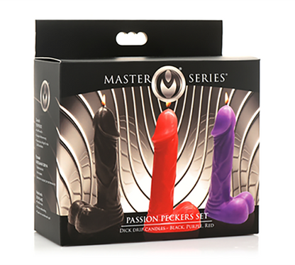 Master Series Dildo Candle Set - Black, Purple, Red