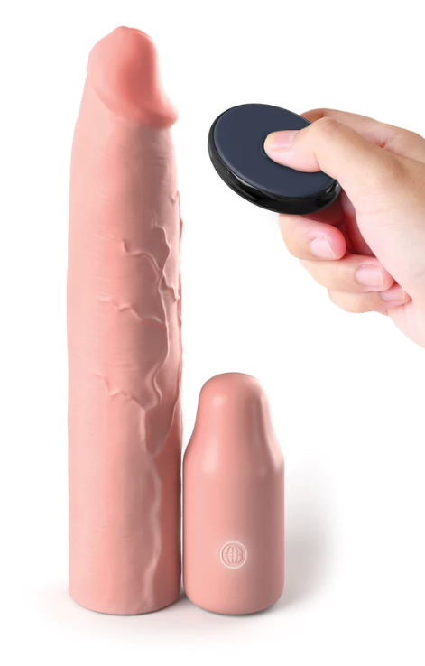Fantasy X-tensions Elite 9" Sleeve Vibrating 3" Plug w/Remote - Light