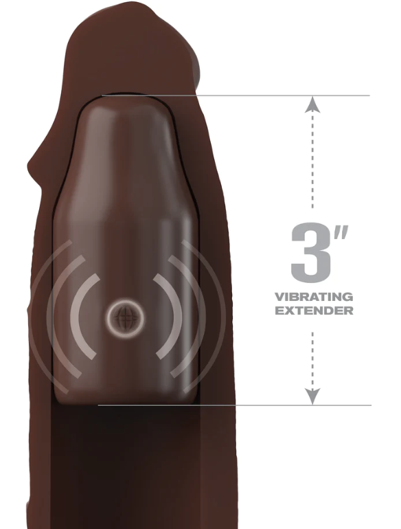 Fantasy X-tensions Elite 9" Sleeve Vibrating 3" Plug w/Remote - Brown