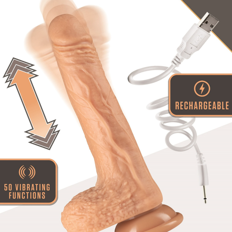 Blush - Dr. Skin Silicone - Dr. Grey - 7.75 Inch Thrusting Dildo - Vanilla