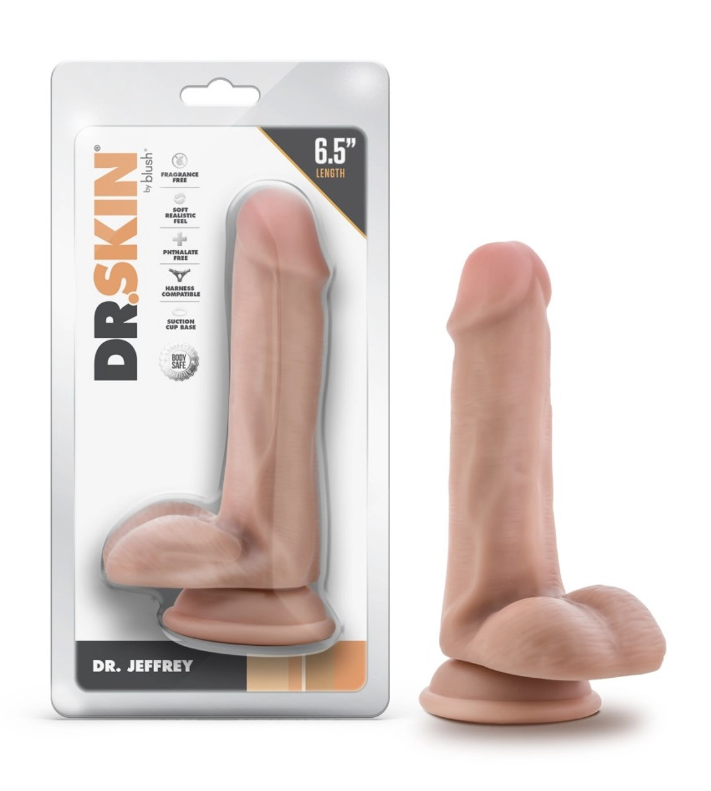 Blush - Dr. Skin - Dr. Jeffrey - 6.5 Inch Dildo With Balls - Beige