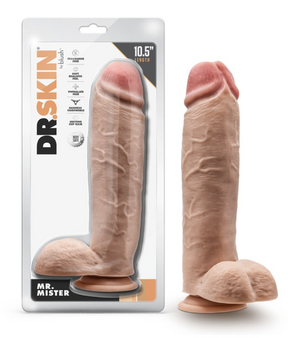 Blush - Dr. Skin - Mr. Mister - 10.5 Inch Dildo with Balls - Beige