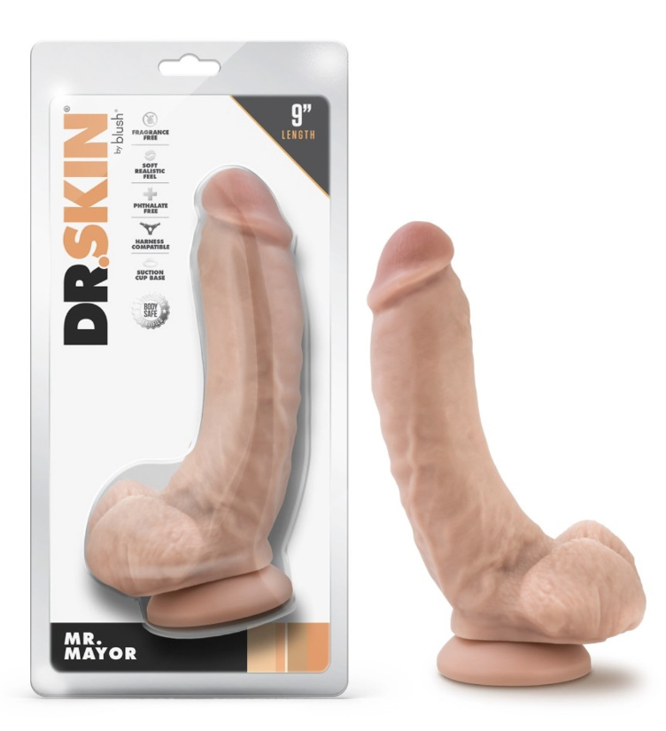 Blush - Dr. Skin - Mr. Mayor - 9 Inch Dildo with Balls - Beige